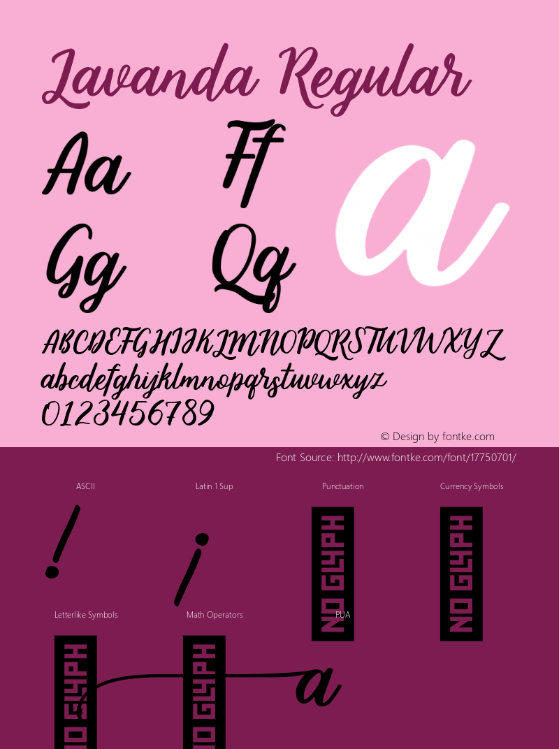 Lavanda Regular Version 1.000 Font Sample