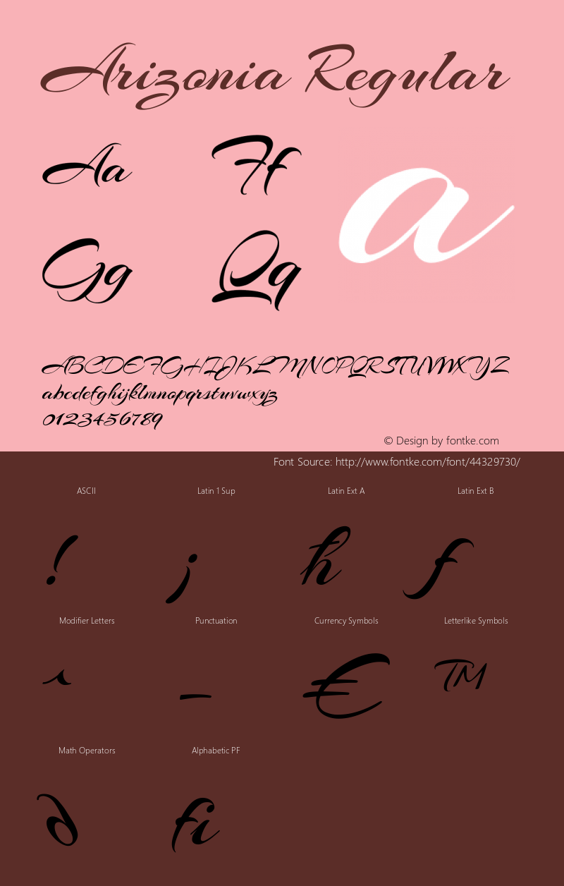 Arizonia Regular Version 1.004 Font Sample