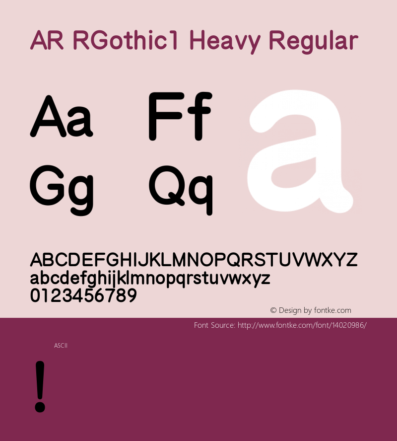 AR RGothic1 Heavy Regular Version 2.10 Font Sample