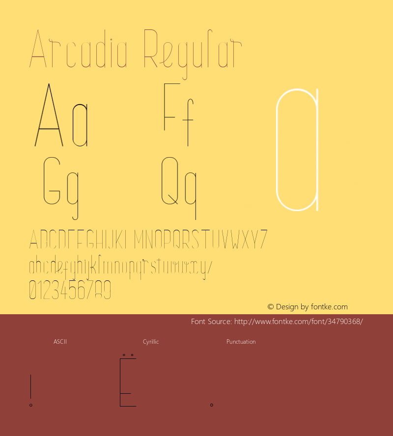 Arcadia Version 1.000 Font Sample