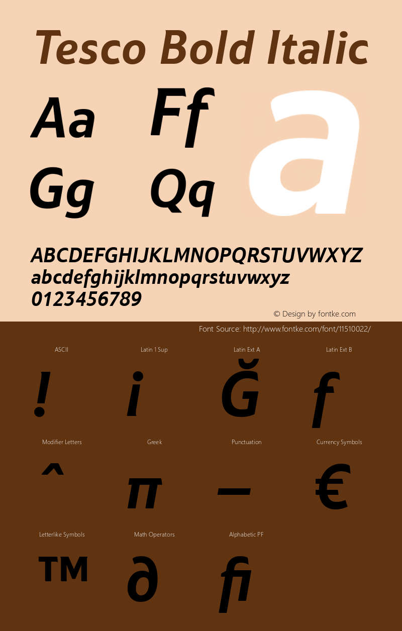 Tesco Bold Italic 001.000 Font Sample