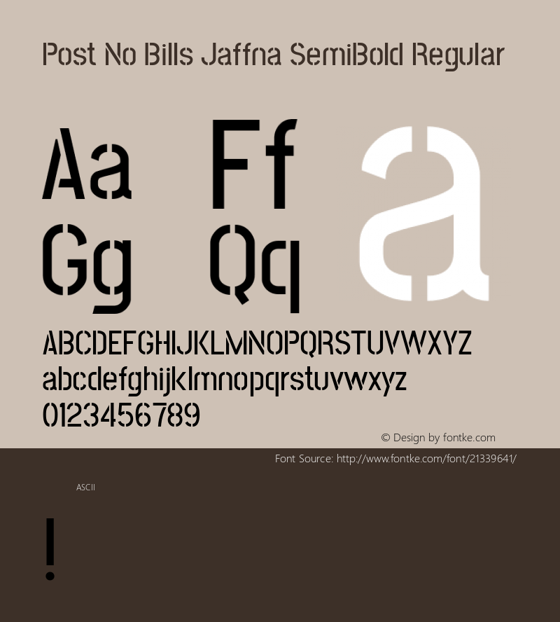 PostNoBillsJaffnaSemiBold Version 1.0 Font Sample