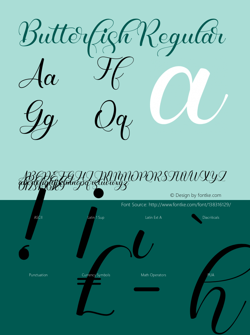 Butterfish Version 1.00;March 30, 2021;FontCreator 12.0.0.2567 64-bit Font Sample