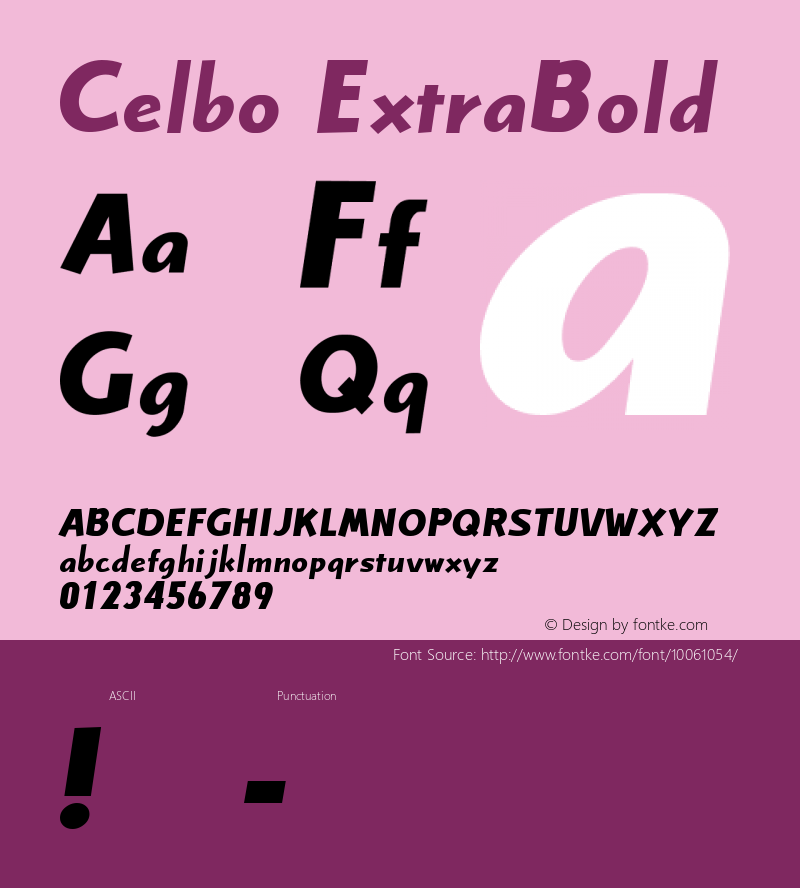 Celbo ExtraBold Macromedia Fontographer 4.1J 00.10.17 Font Sample