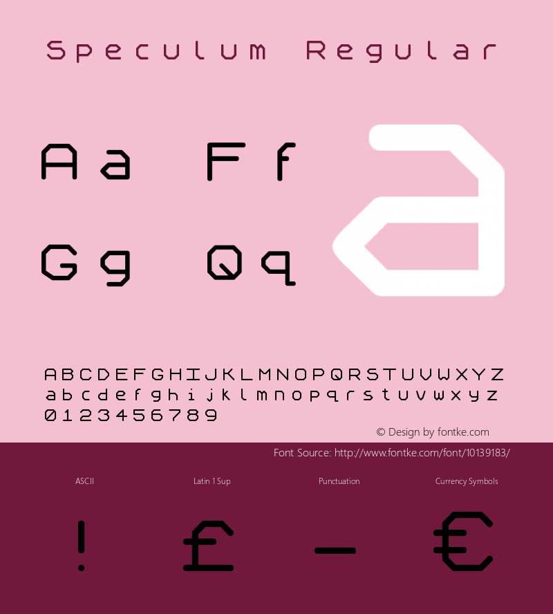 Speculum Regular Version 1.00 10/10/1999 Font Sample