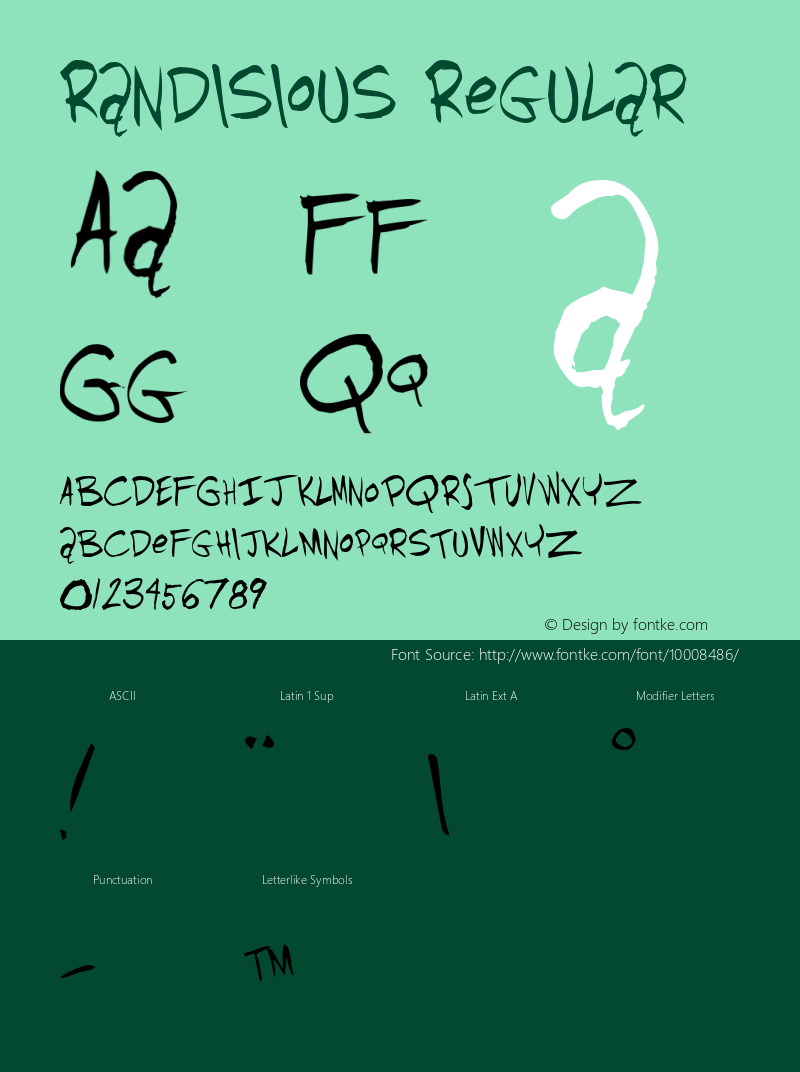 Randisious Regular Altsys Fontographer 4.0.4D2 2/20/97 Font Sample