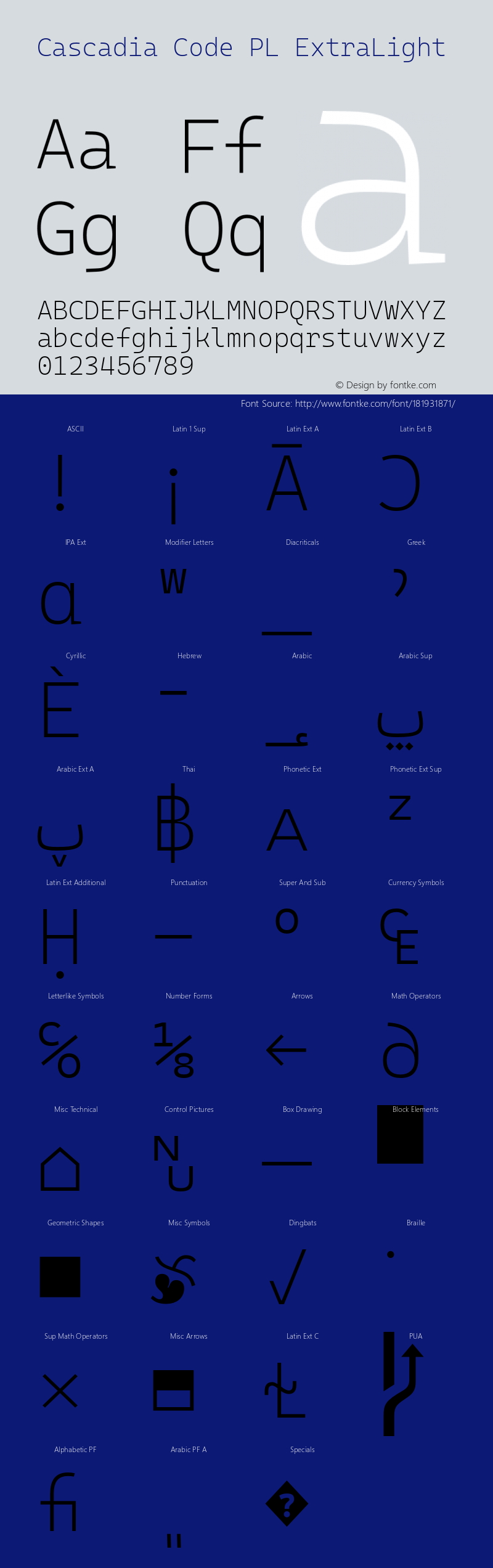 Cascadia Code PL ExtraLight Version 2110.031图片样张