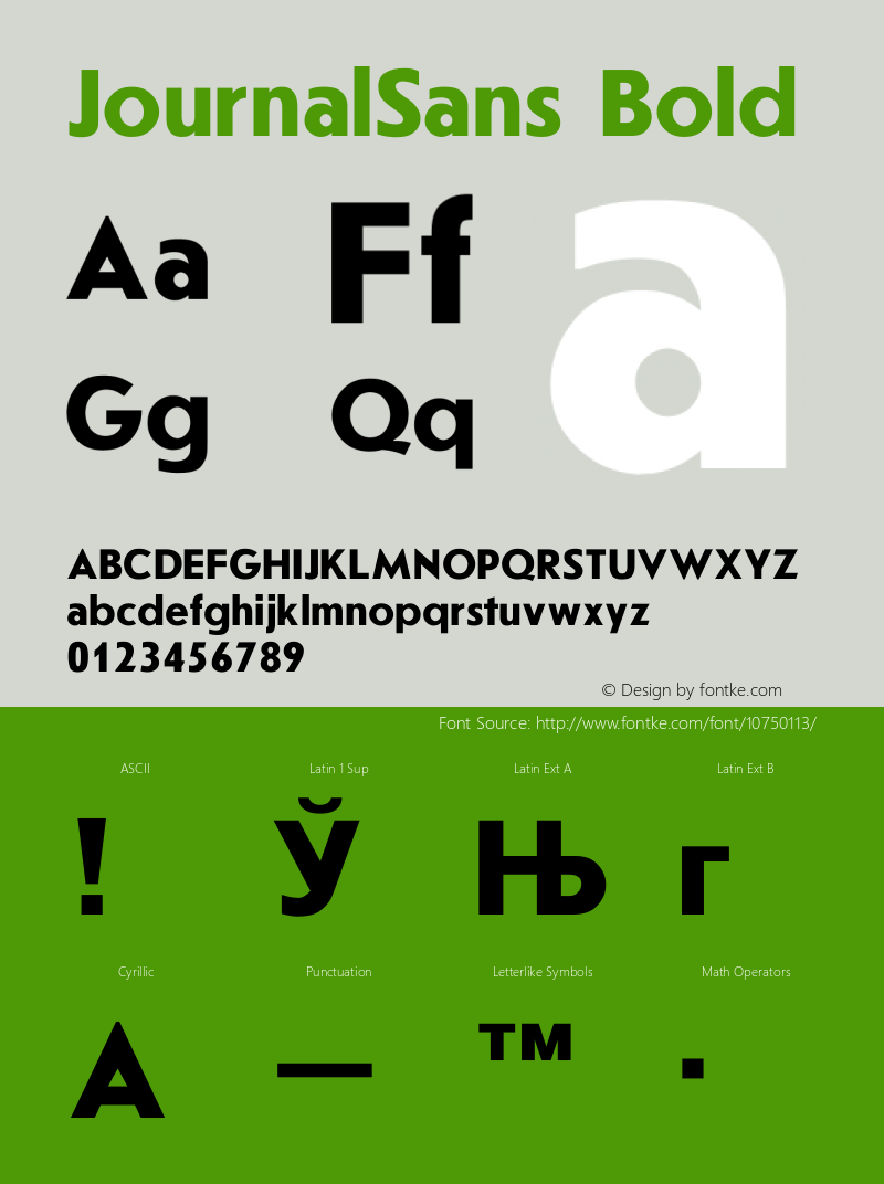 JournalSans Bold Converted from c:\windows\system\JRS75___.BF1 by ALLTYPE Font Sample