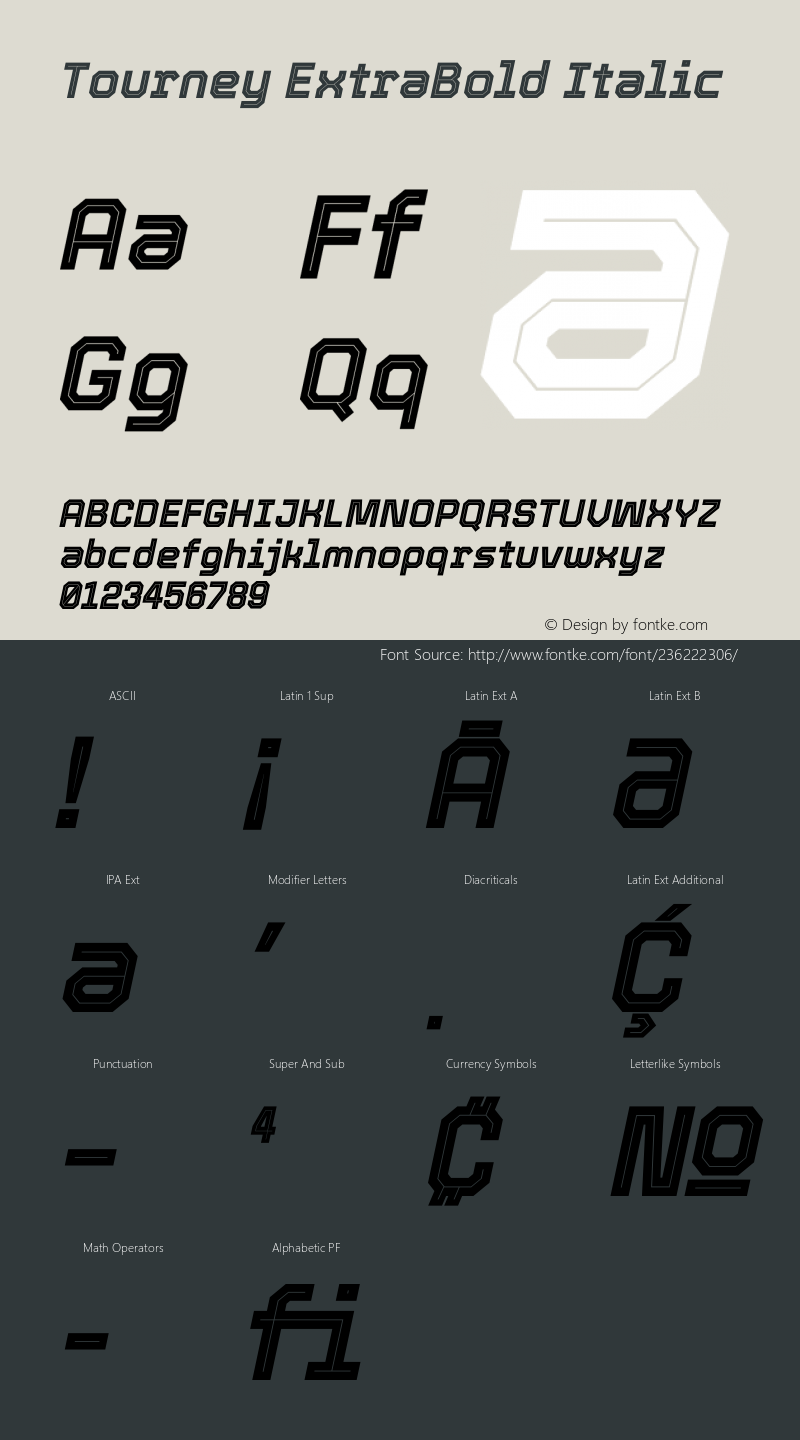 Tourney ExtraBold Italic Version 1.015图片样张