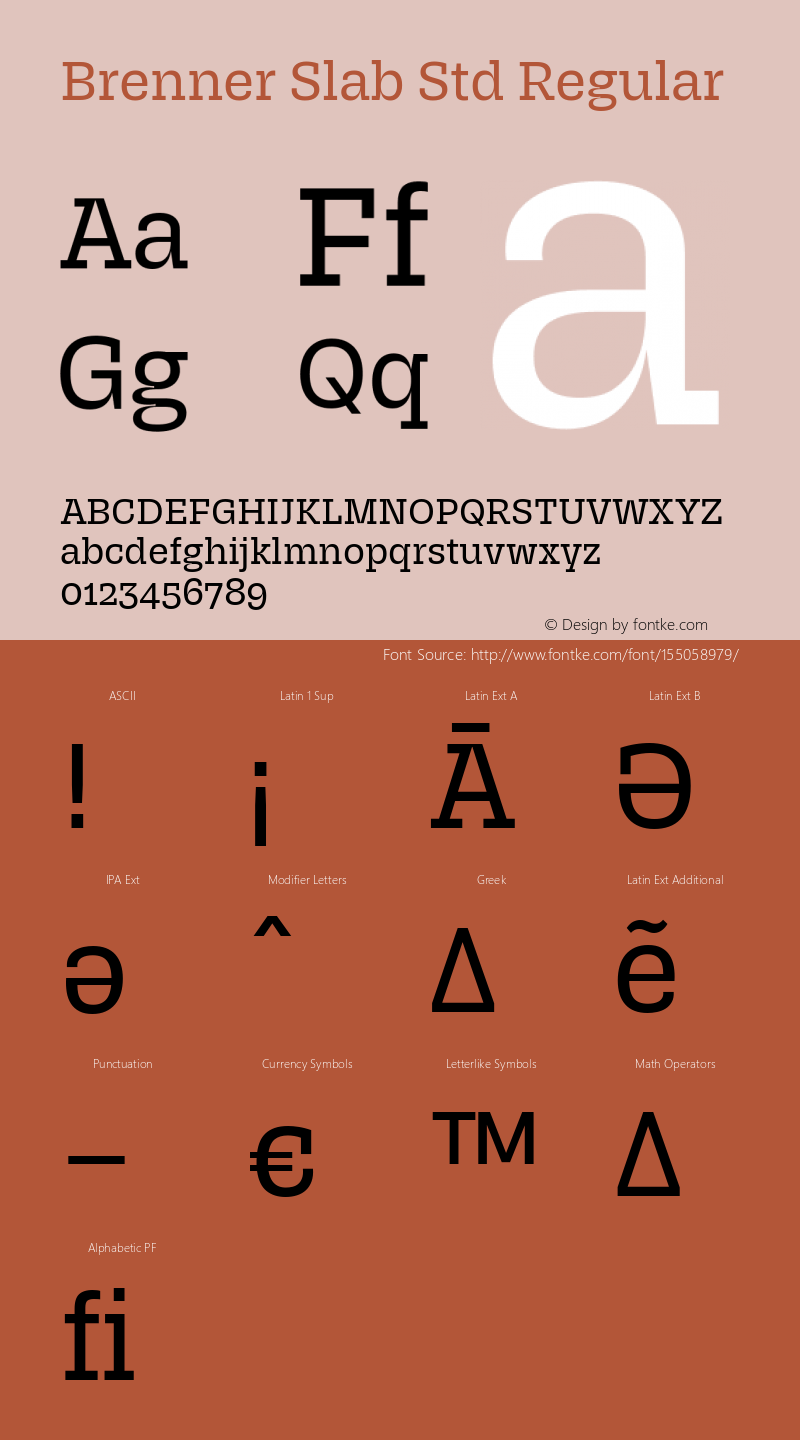 0eccd5d7ffe65964 - subset of Brenner Slab Std Reg Version 1.0; 2018 Font Sample