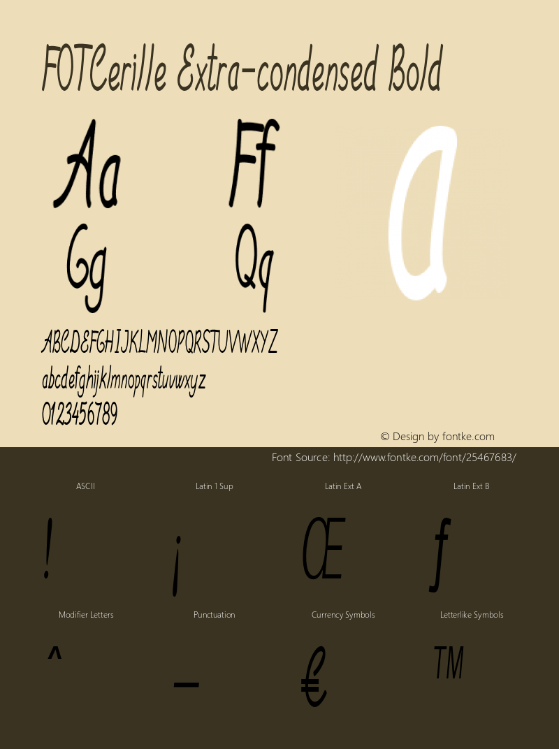 FOTCerille-ExtracondensedBold Version 1.000 Font Sample