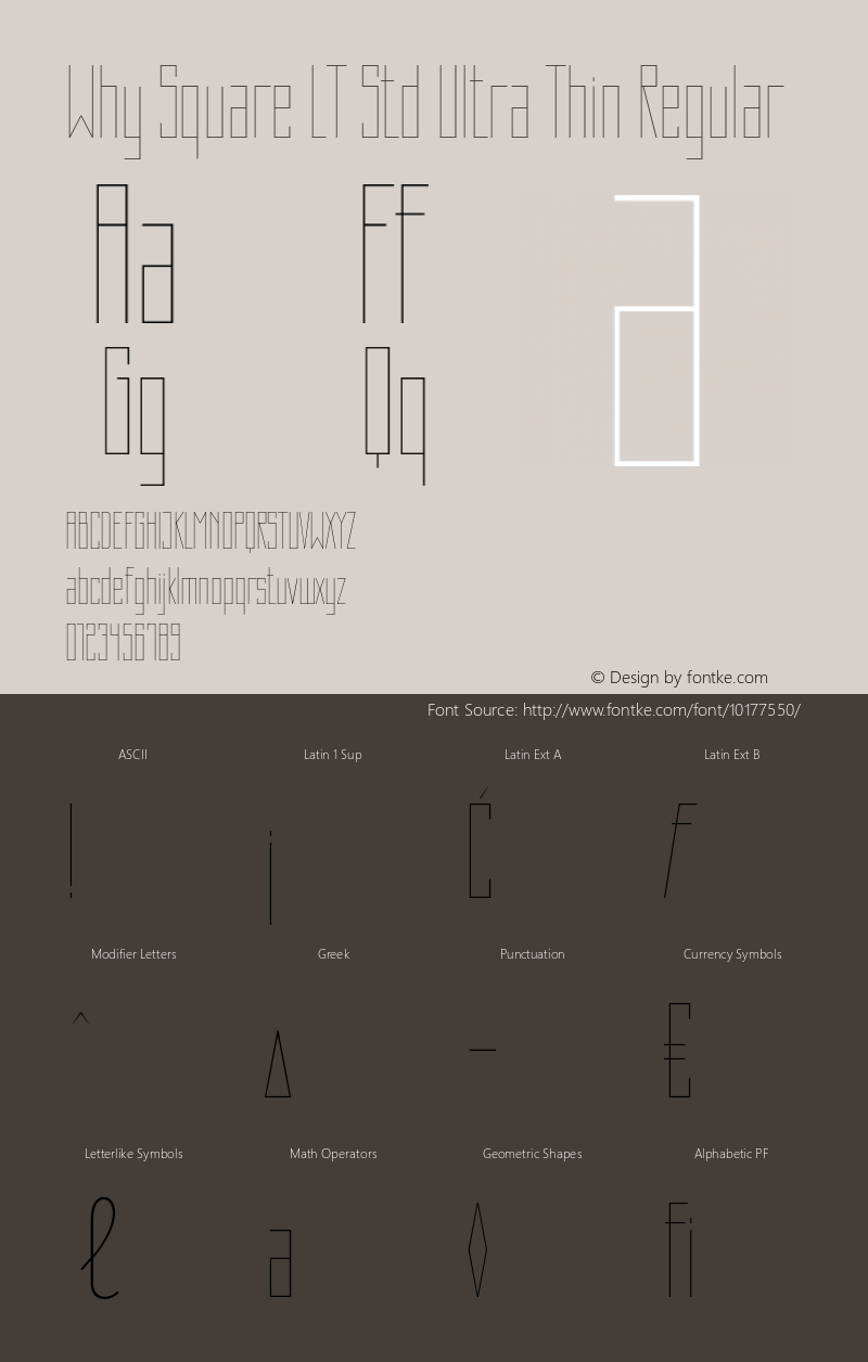 Why Square LT Std Ultra Thin Regular Version 1.100;PS 001.001;hotconv 1.0.38 Font Sample