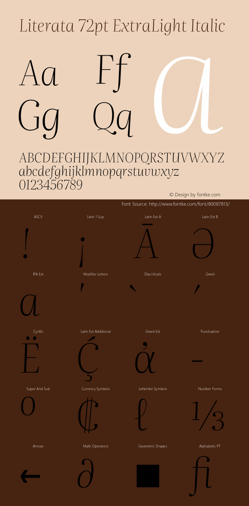 Literata 72pt ExtraLight Italic Version 3.002 Font Sample