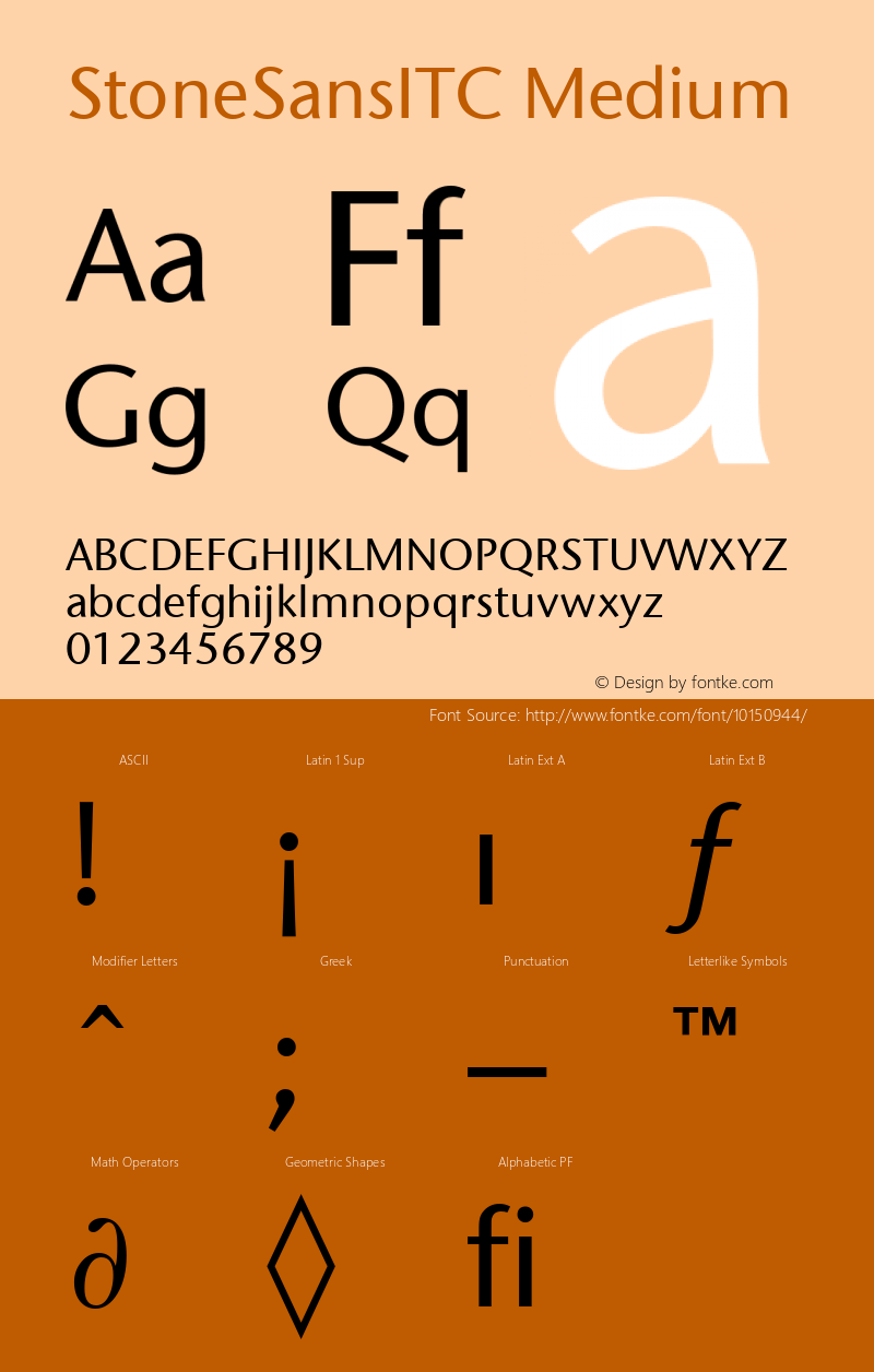 StoneSansITC Medium Version 001.000 Font Sample