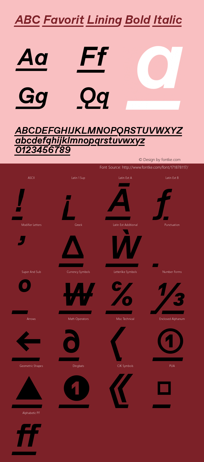 ABC Favorit Lining Bold Italic Version 1.200图片样张