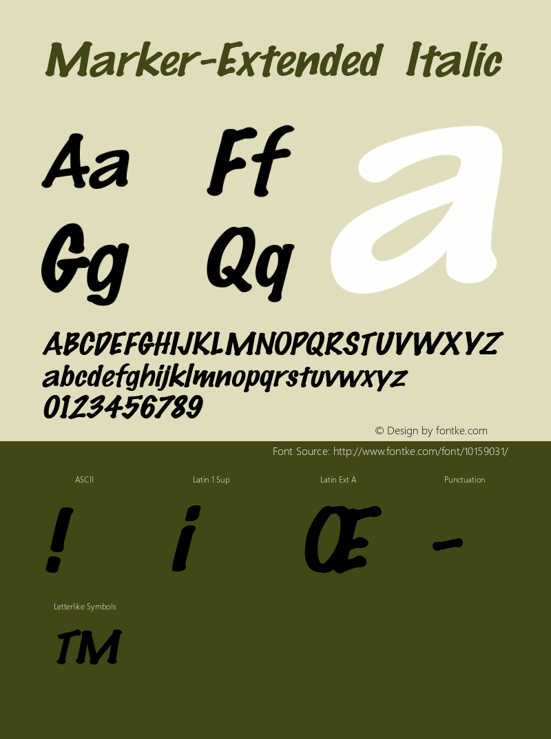 Marker-Extended Italic 1.0/1995: 2.0/2001 Font Sample