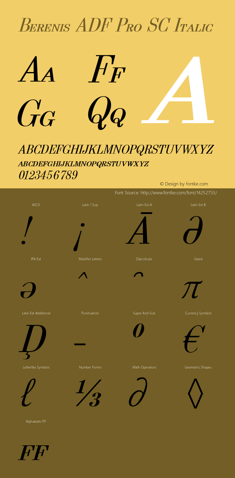 Berenis ADF Pro SC Italic Version 1.004 Font Sample