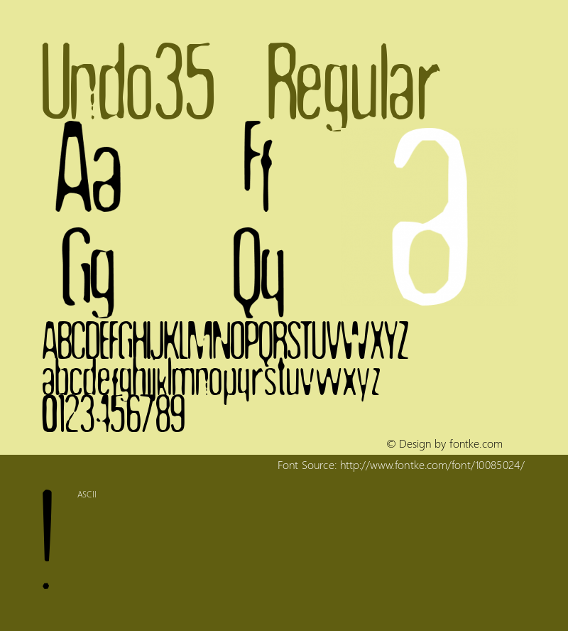 Undo35 Regular Macromedia Fontographer 4.1 5/01/1999 Font Sample