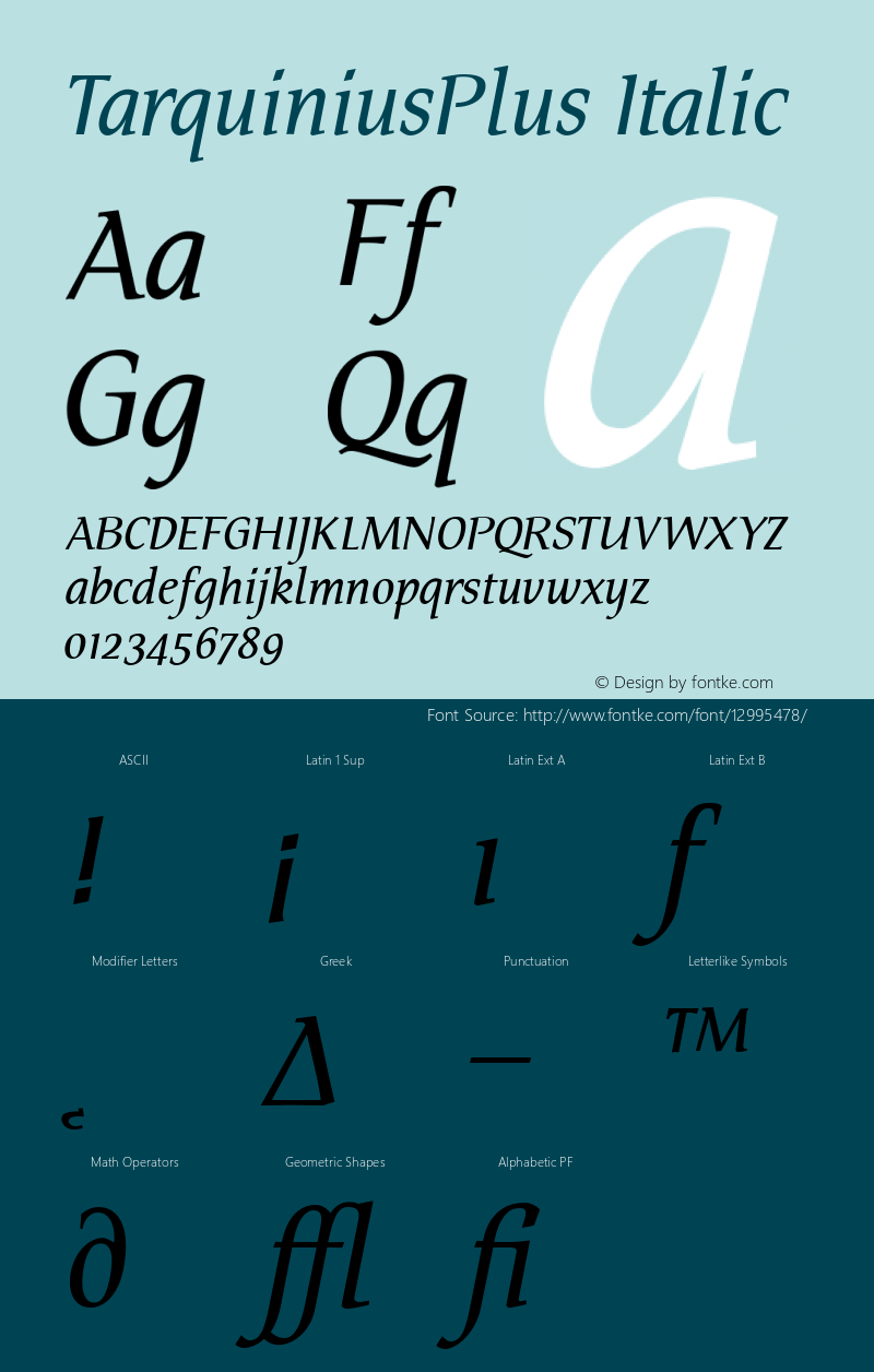 TarquiniusPlus Italic 001.000 Font Sample