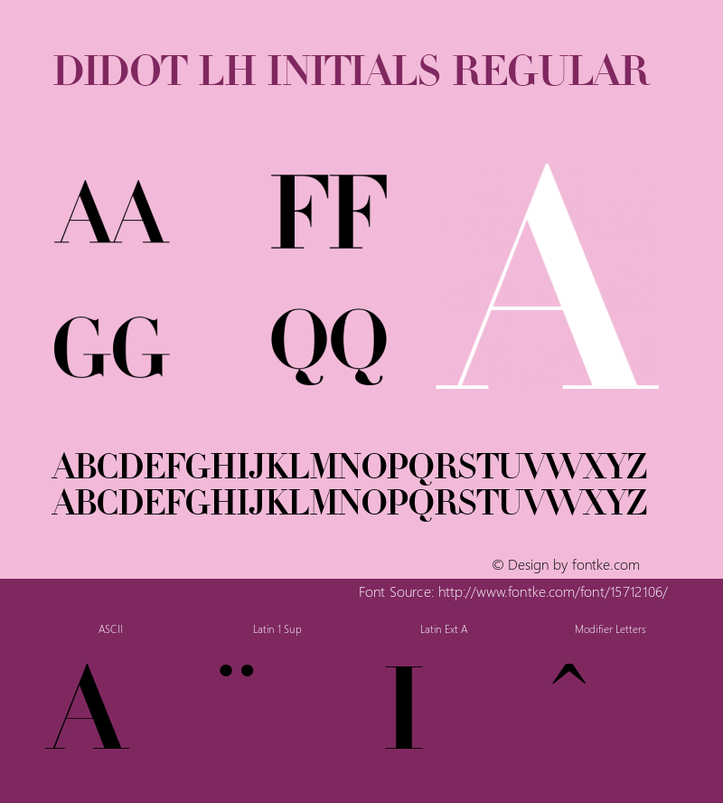 Didot LH Initials Regular Version 1.00 January 1, 1904, initial release Font Sample