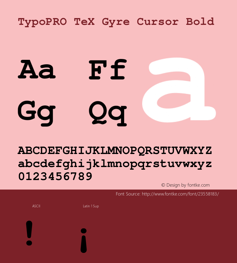 TypoPRO TeXGyreCursor-Bold Version 2.004;PS 2.004;hotconv 1.0.49;makeotf.lib2.0.14853 Font Sample