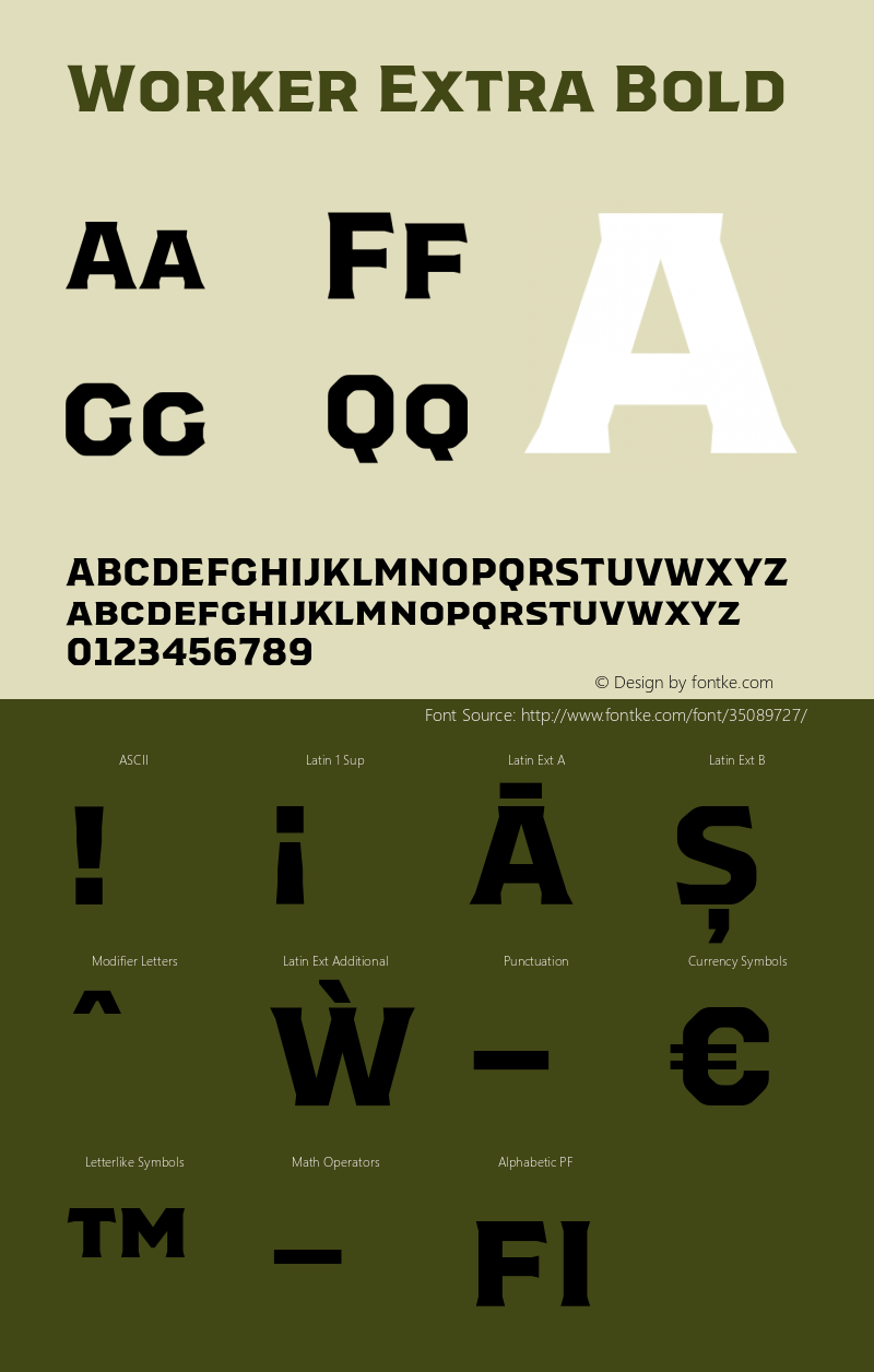 Worker-ExtraBold Version 1.00 Font Sample