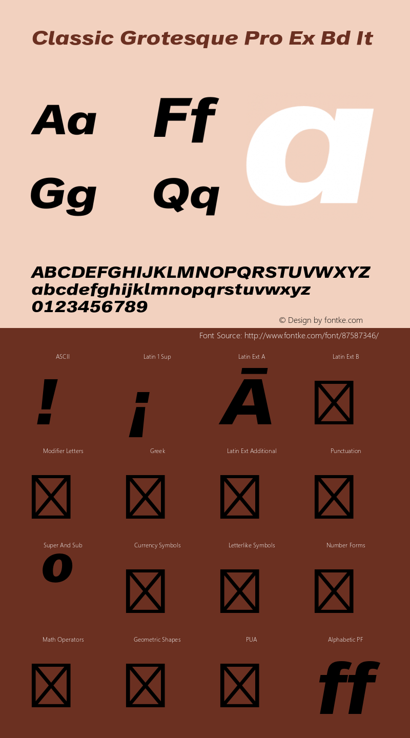 Classic Grotesque Pro Ex Bd It Version 1.00 Font Sample