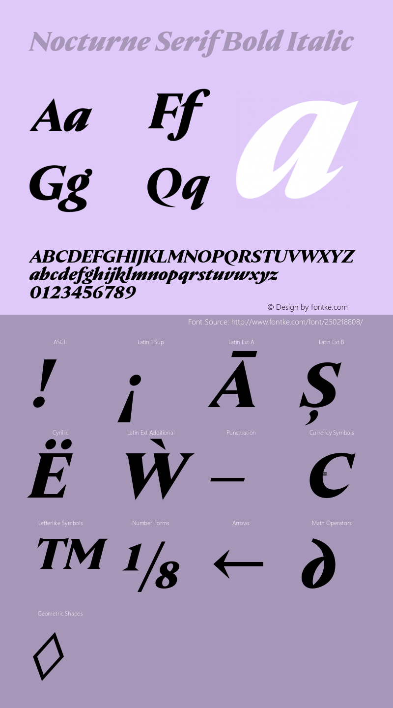 Nocturne Serif Bold Italic Version 1.000;PS 001.000;hotconv 1.0.88;makeotf.lib2.5.64775图片样张