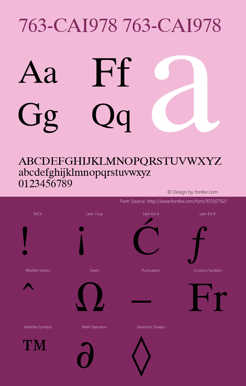 763-CAI978 763-CAI978 Version 3.0 Font Sample