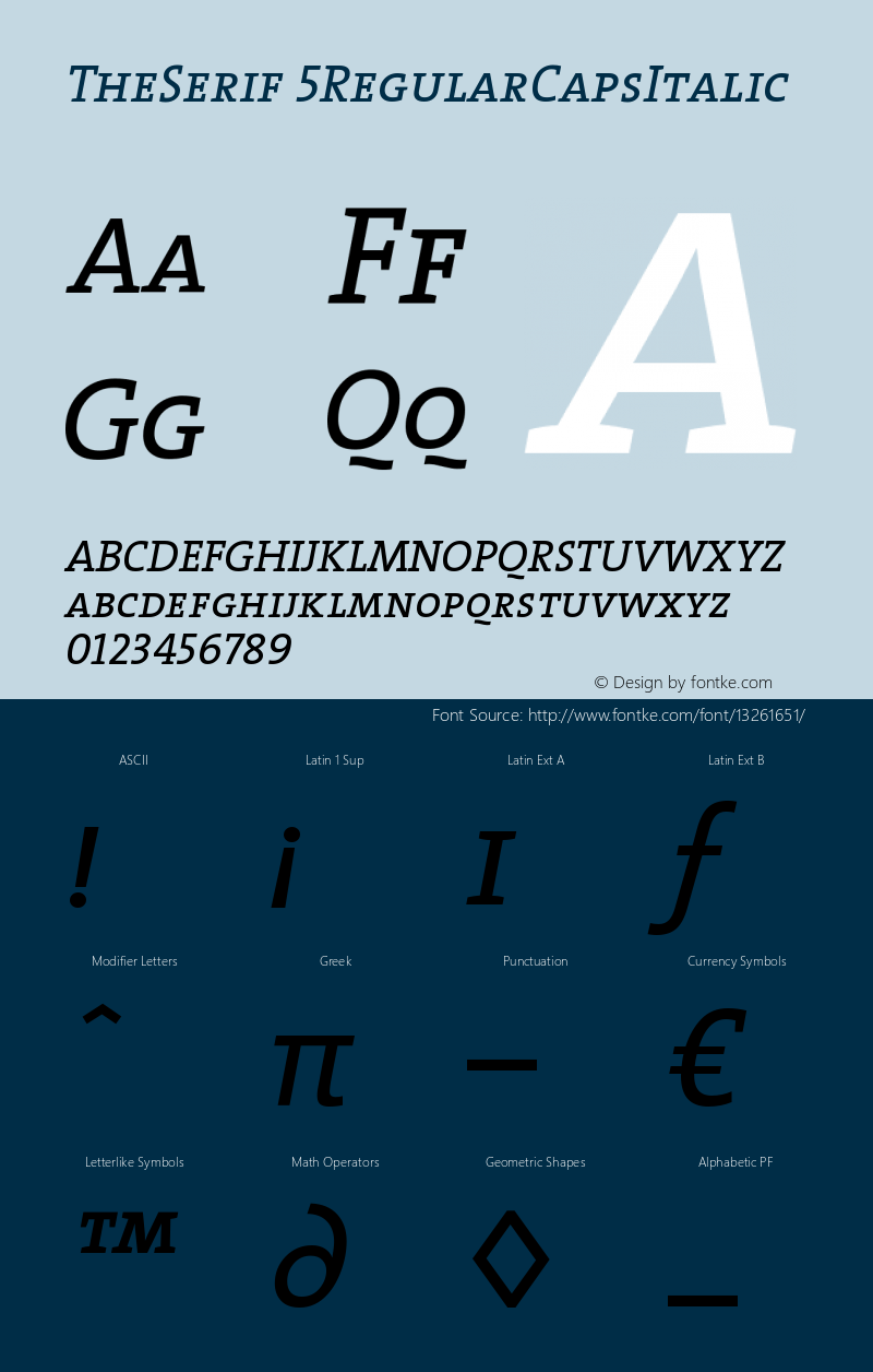 TheSerif 5RegularCapsItalic Version 1.0 Font Sample