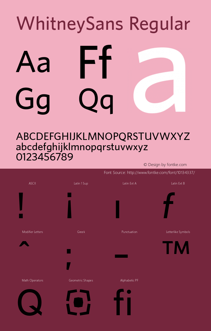 WhitneySans Regular 001.000 Font Sample