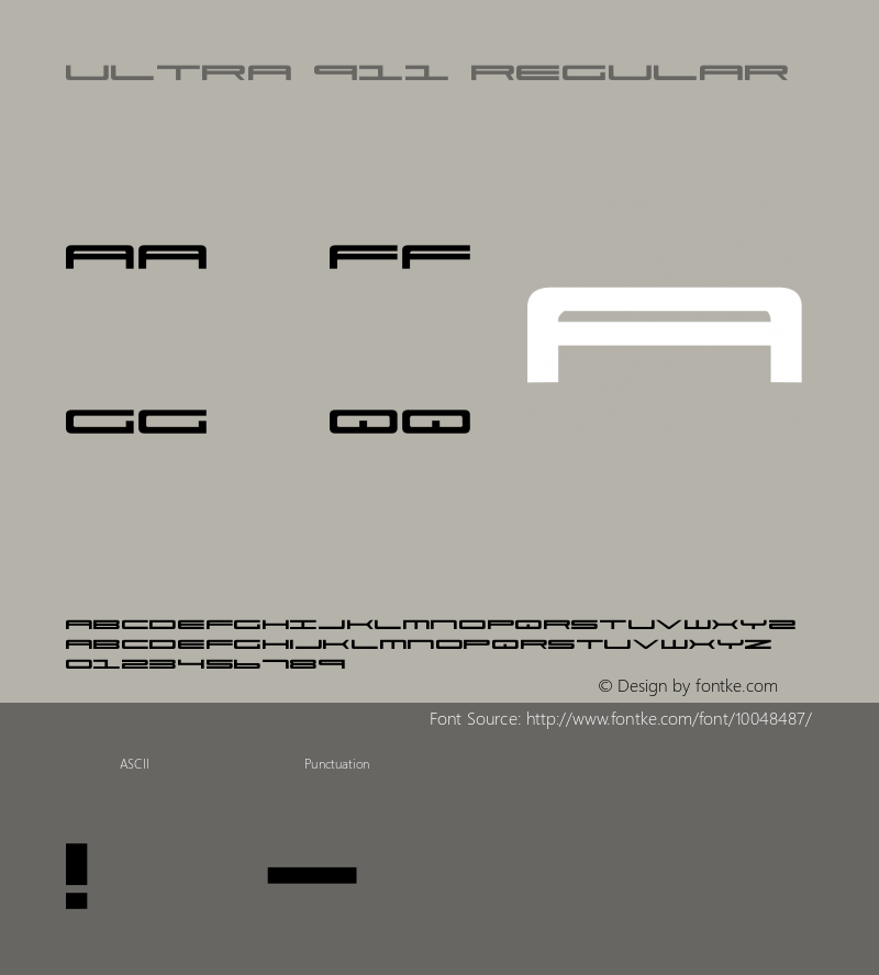 Ultra 911 Regular 1 Font Sample