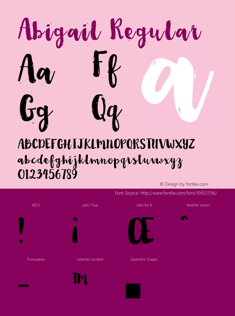 Abigail Regular Version 1.0 Font Sample