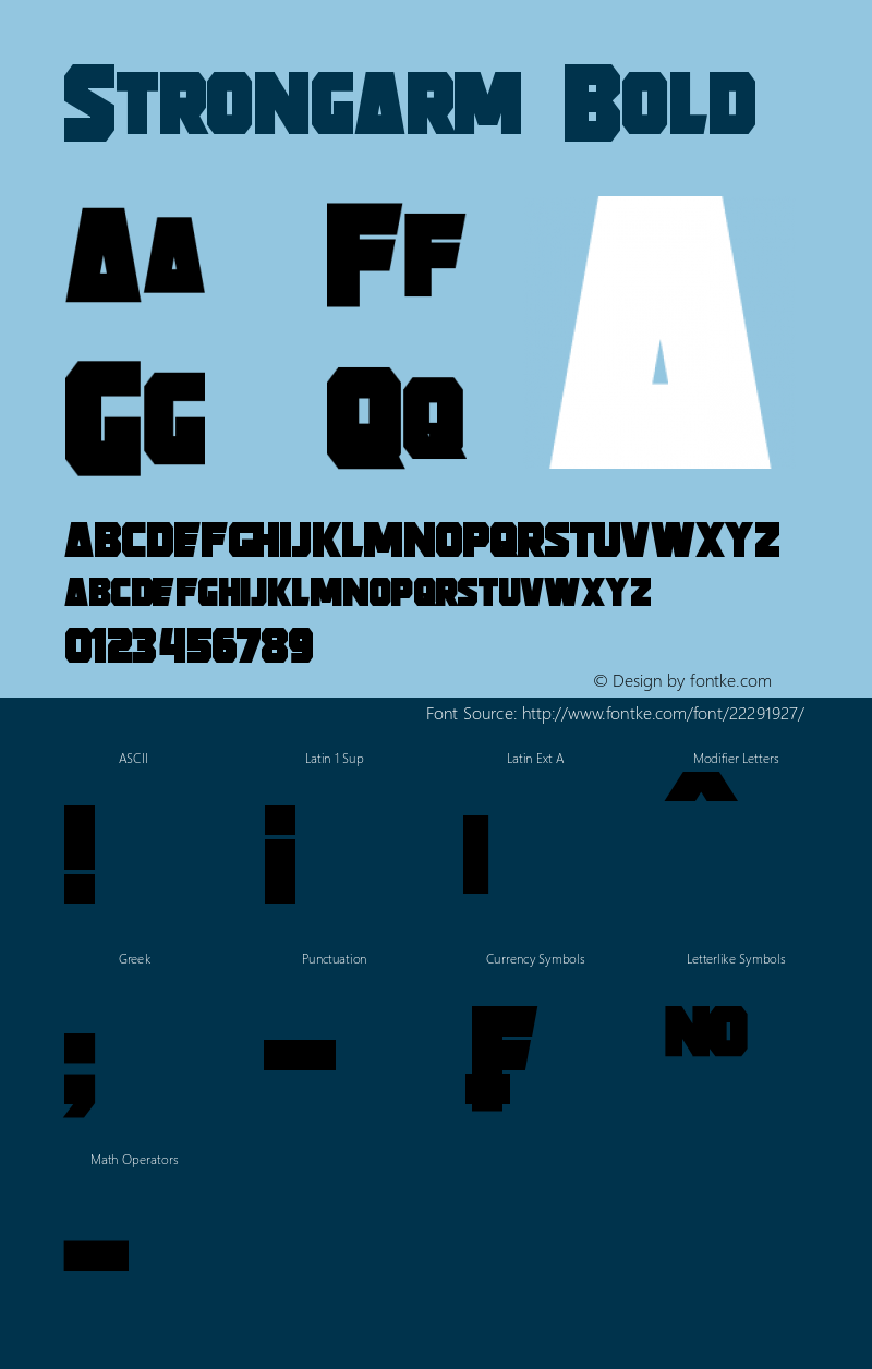 Strongarm Bold Version 1.00 October 7, 2014, initial release Font Sample