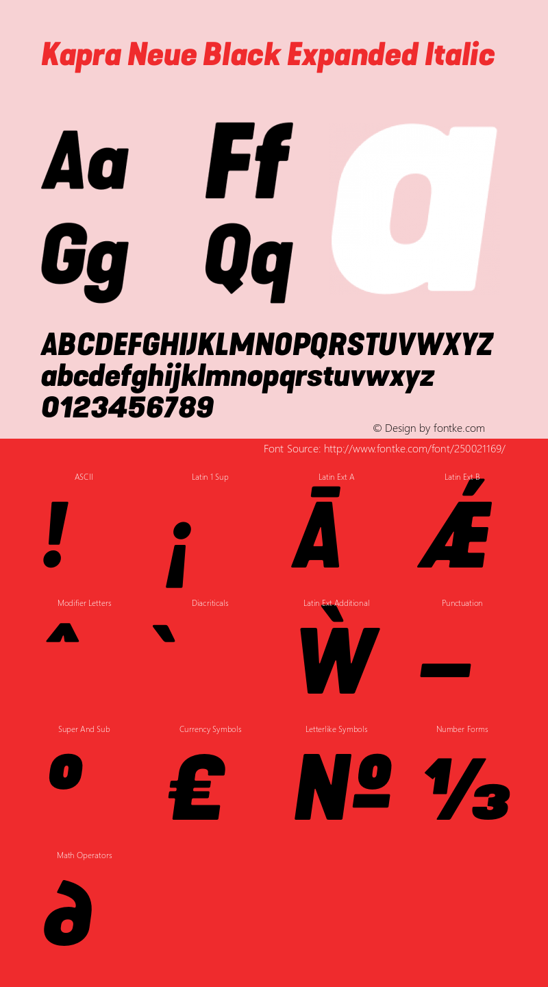 Kapra Neue Black Expanded Italic Version 1.000;PS 001.000;hotconv 1.0.88;makeotf.lib2.5.64775图片样张