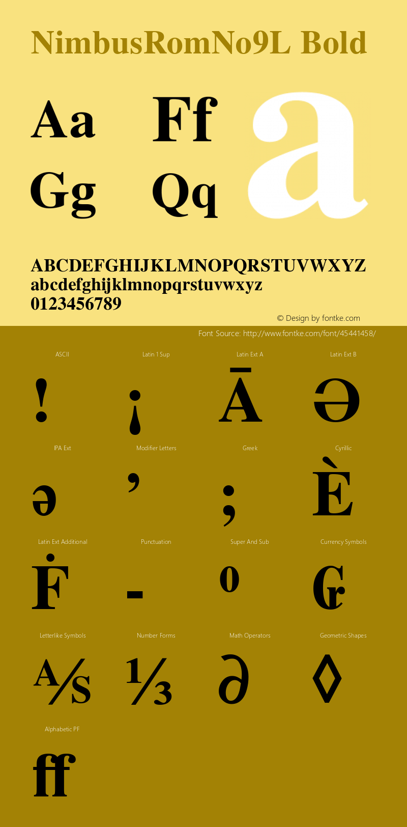 NimbusRomNo9L Bold Version 1.00 Font Sample