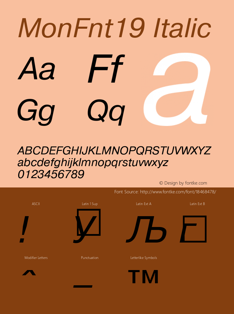 MonFnt19 Italic Version 1.00 Font Sample