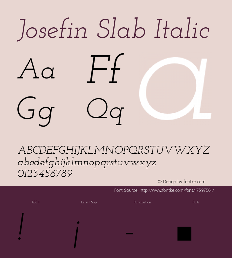 Josefin Slab Italic Version 1.000 Font Sample