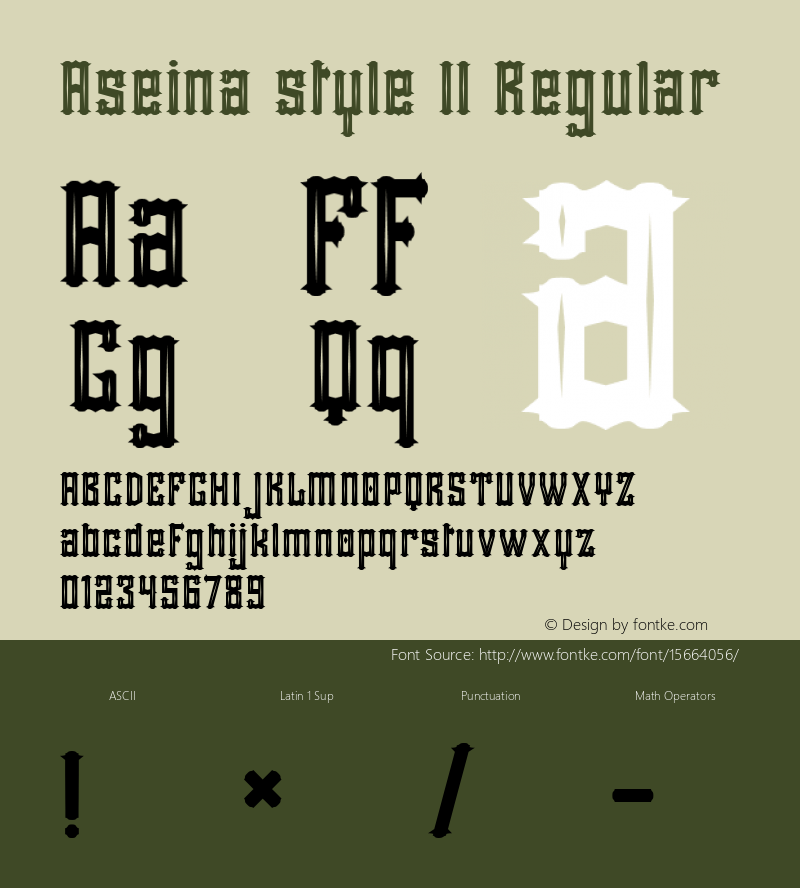 Aseina style II Regular Version 001.000 Font Sample