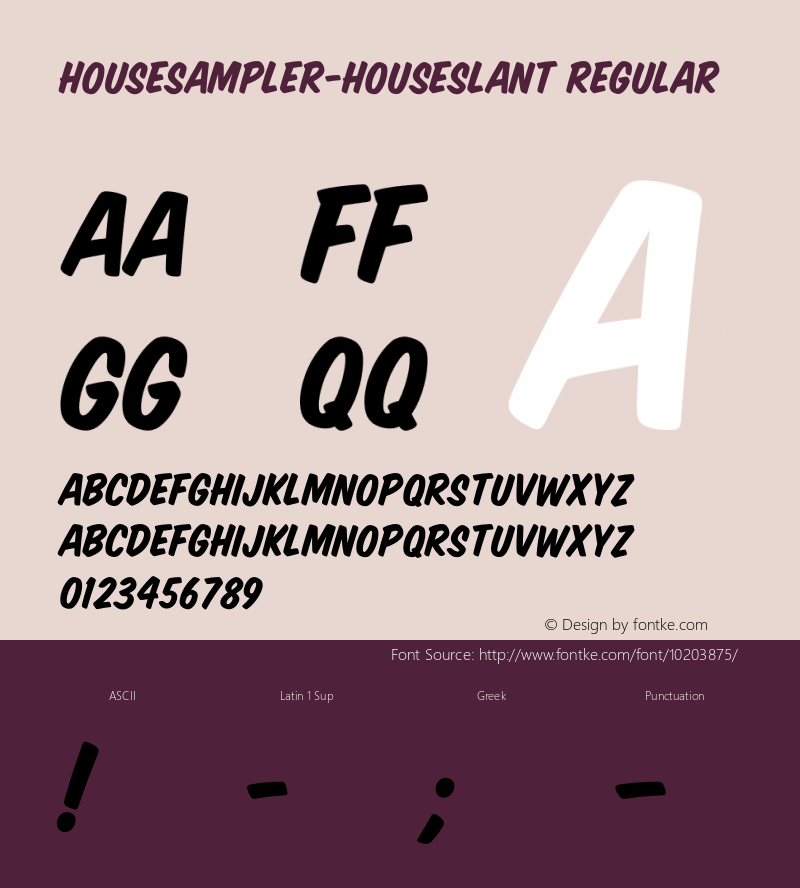 HouseSampler-HouseSlant Regular Version 1.000;PS 001.000;hotconv 1.0.38 Font Sample