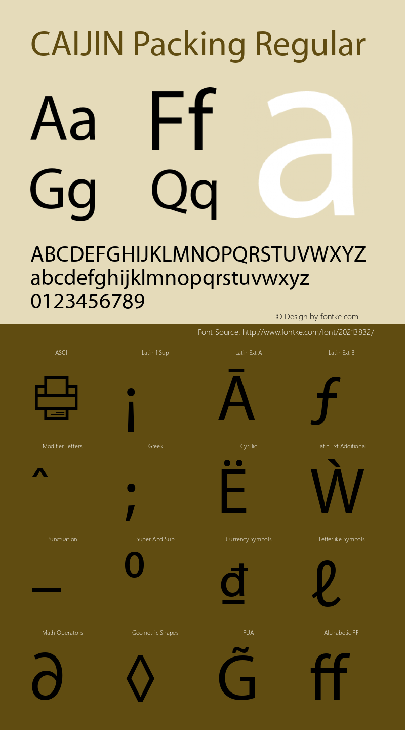 CAIJIN Packing Version 2.0 Font Sample