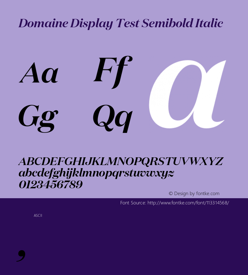 DomaineDisplay-SemiboldItalicTest Version 1.004;PS 1.000;hotconv 16.6.54;makeotf.lib2.5.65590;0 Font Sample