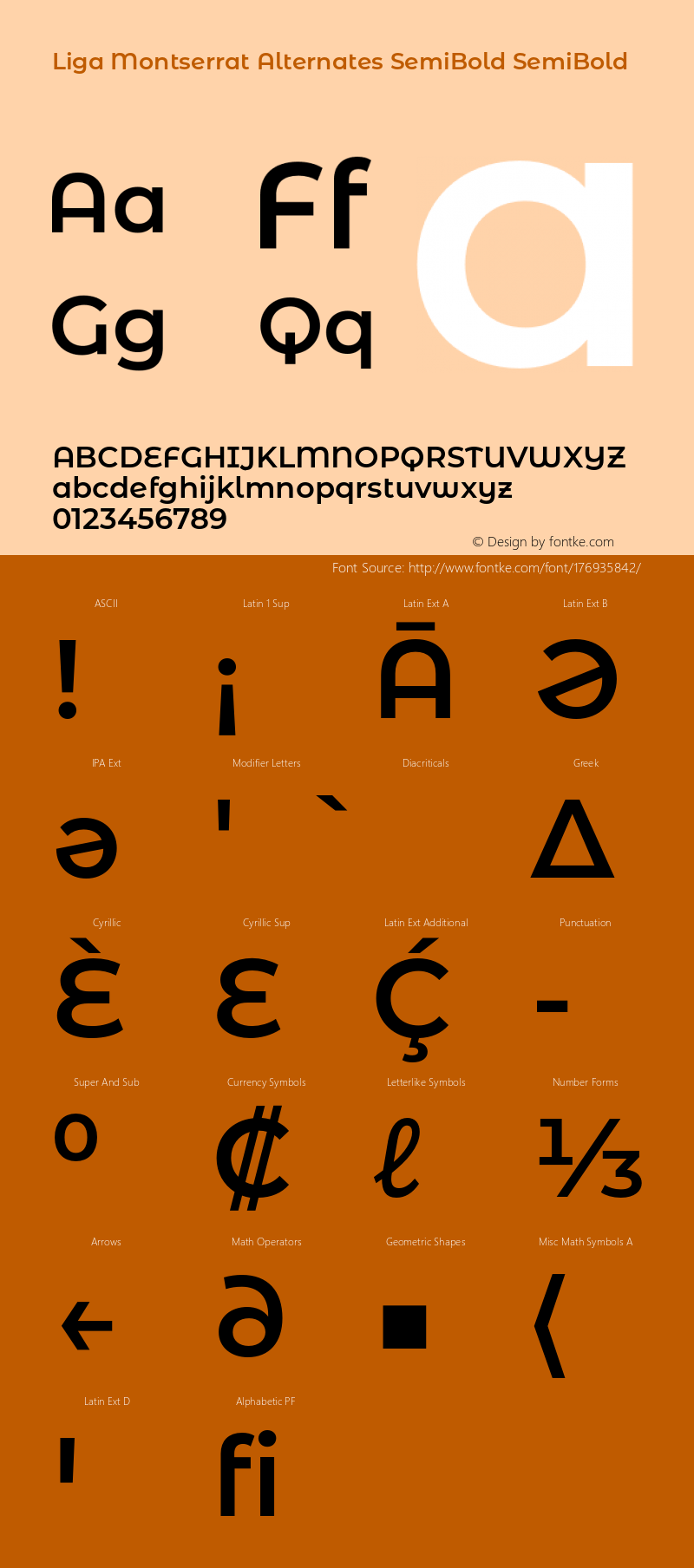 Liga Montserrat Alternates SemiBold SemiBold Version 7.222;hotconv 1.0.109;makeotfexe 2.5.65596图片样张