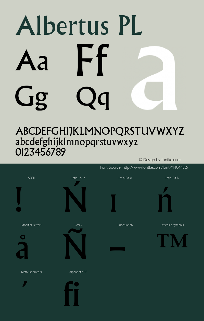 Albertus PL Version 001.000 Font Sample