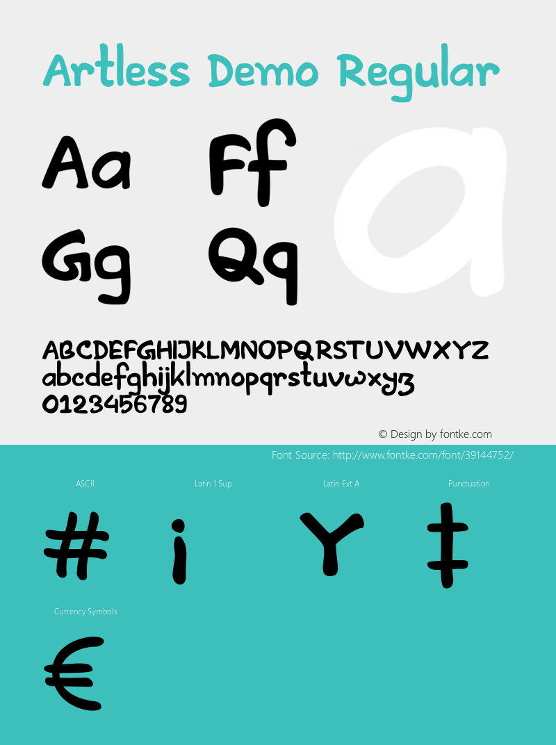 ArtlessDemoRegular Version 1.002;Fontself Maker 3.3.0 Font Sample