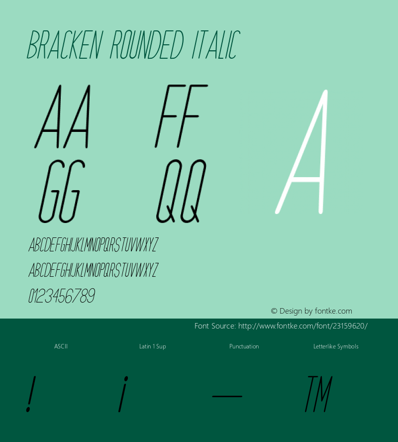 Bracken Rounded Italic Version 1.000;PS 001.000;hotconv 1.0.88;makeotf.lib2.5.64775 Font Sample