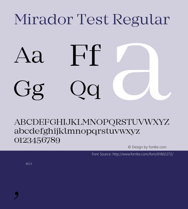 Mirador Test Regular Version 1.002;PS 001.002;hotconv 1.0.88;makeotf.lib2.5.64775 Font Sample