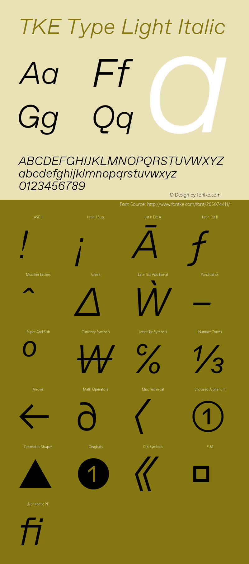 TKE Type Light Italic Version 2.100图片样张