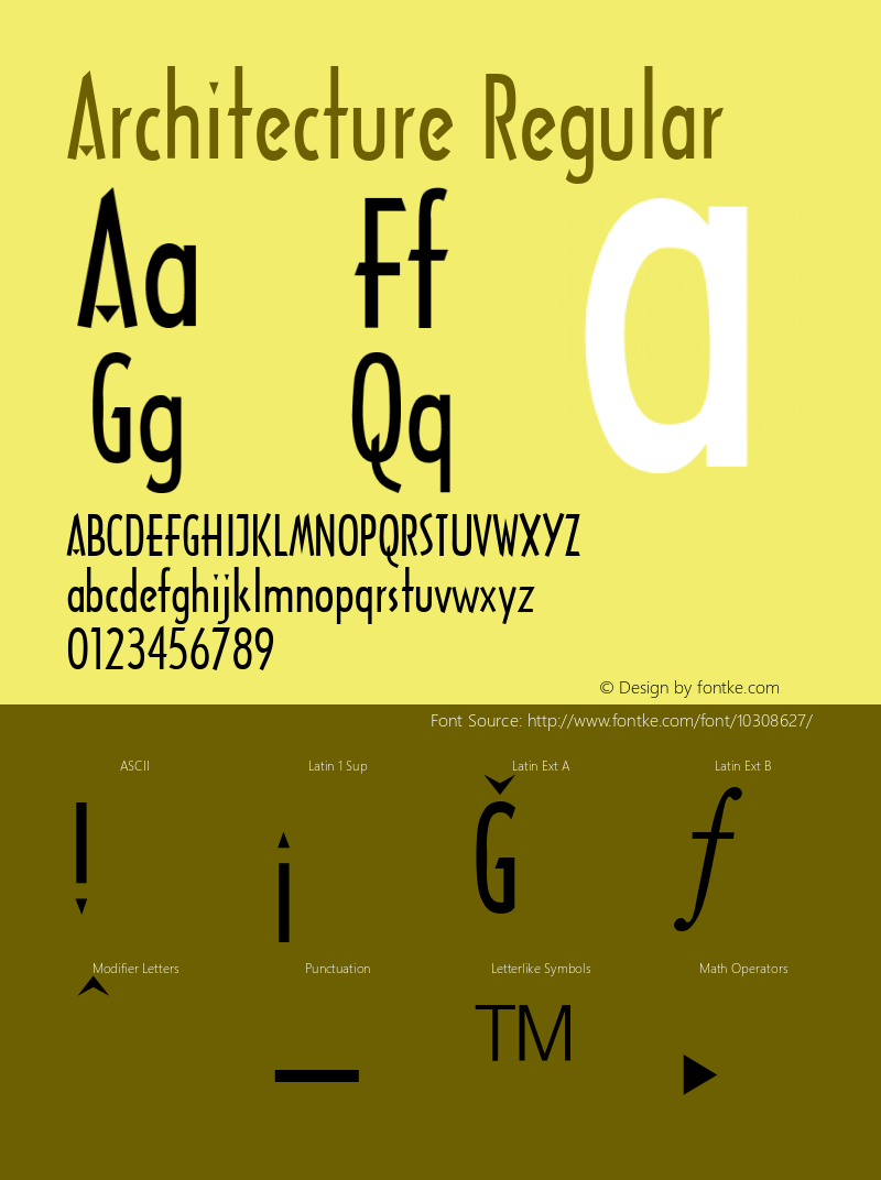 Architecture Regular v1.0c Font Sample