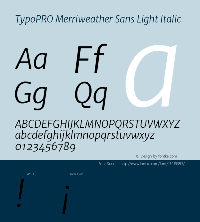 TypoPRO Merriweather Sans Light Italic Version 1.000 Font Sample